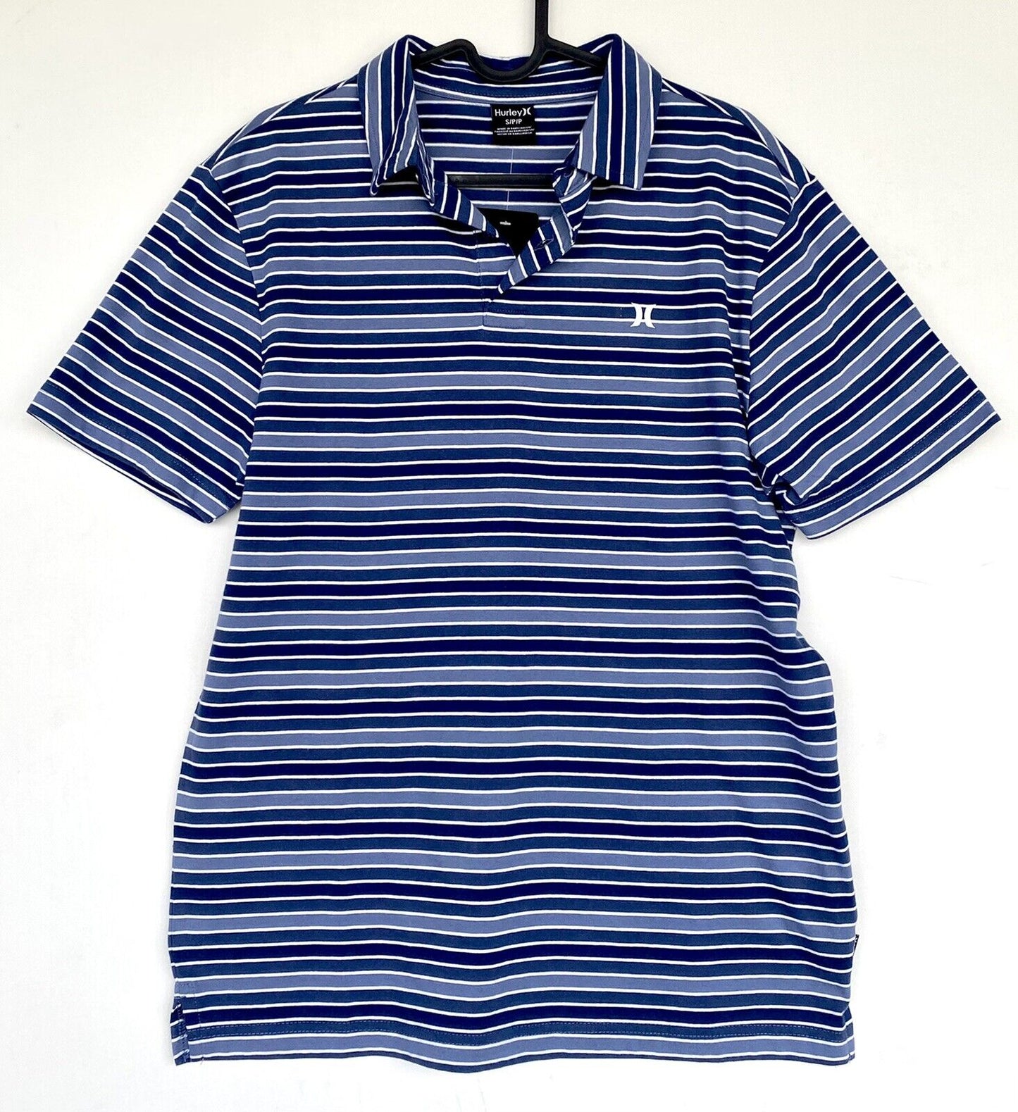 Hurley Coastal Dunes Blue White Stripe Polo Top Retail $35 Price $28 NWT Size S