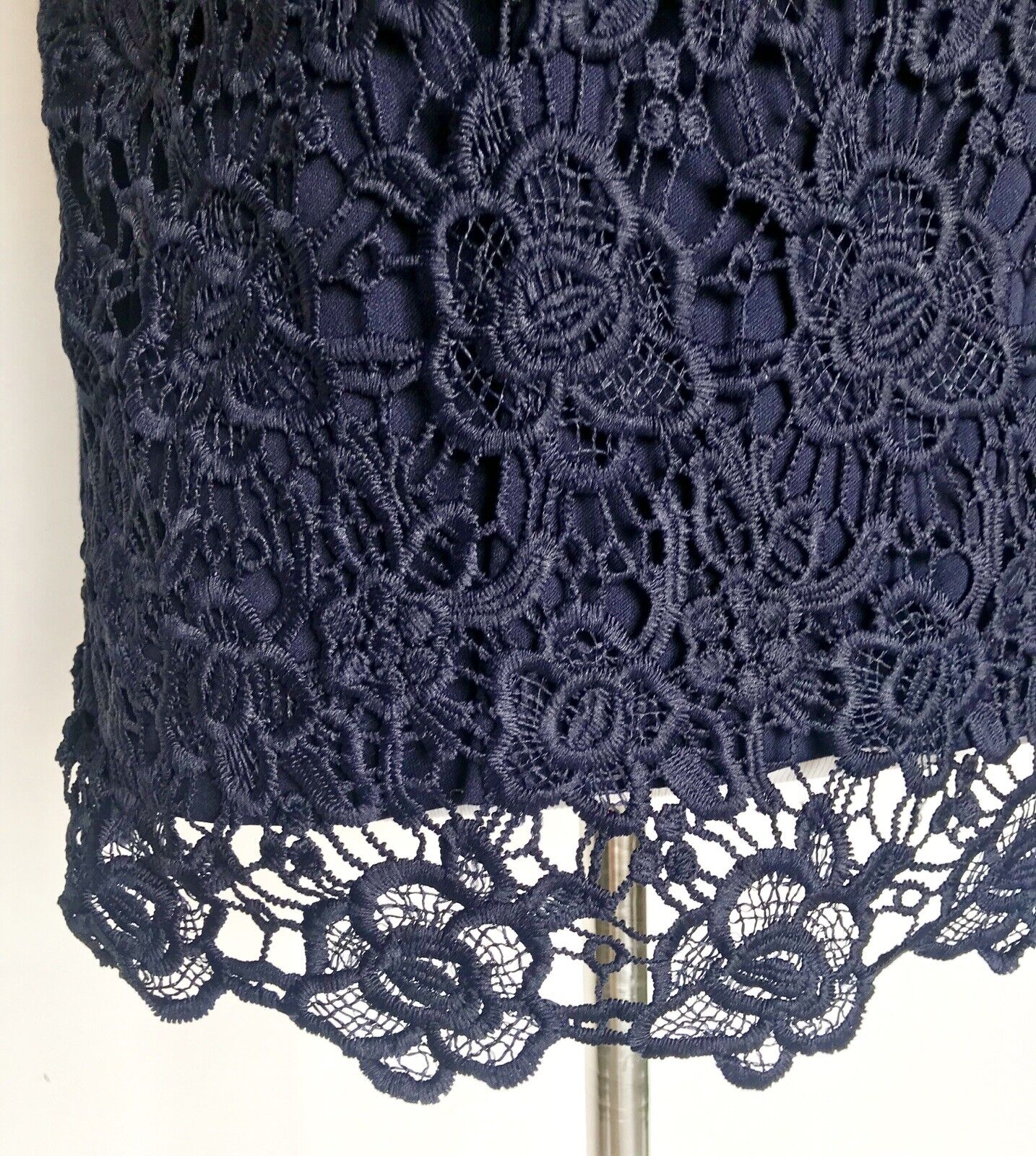 Nanette Lepore Navy Blue Crochet Lace Top NWT Size S Retail $98 Price $36