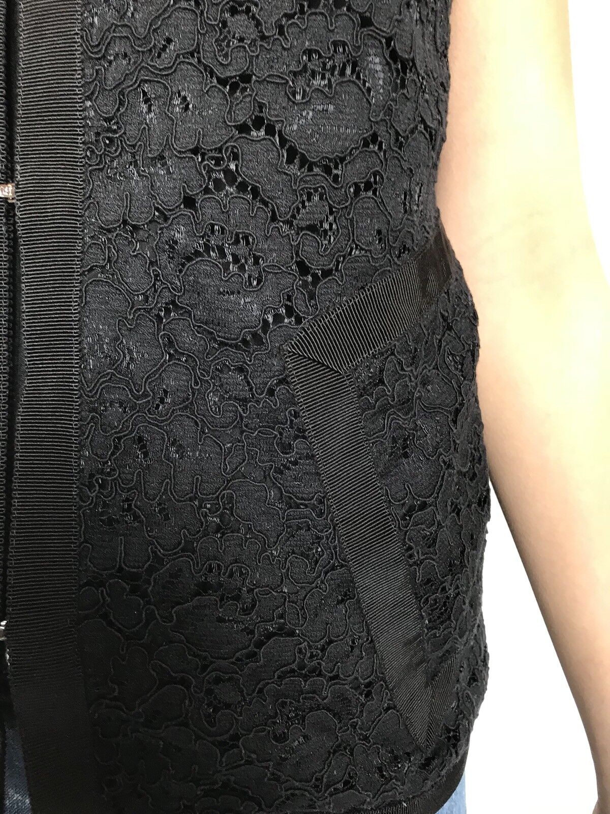 Carolina Herrera Black Lace Waistcoat Top. NWT Retail $600 Price $245 Size XS