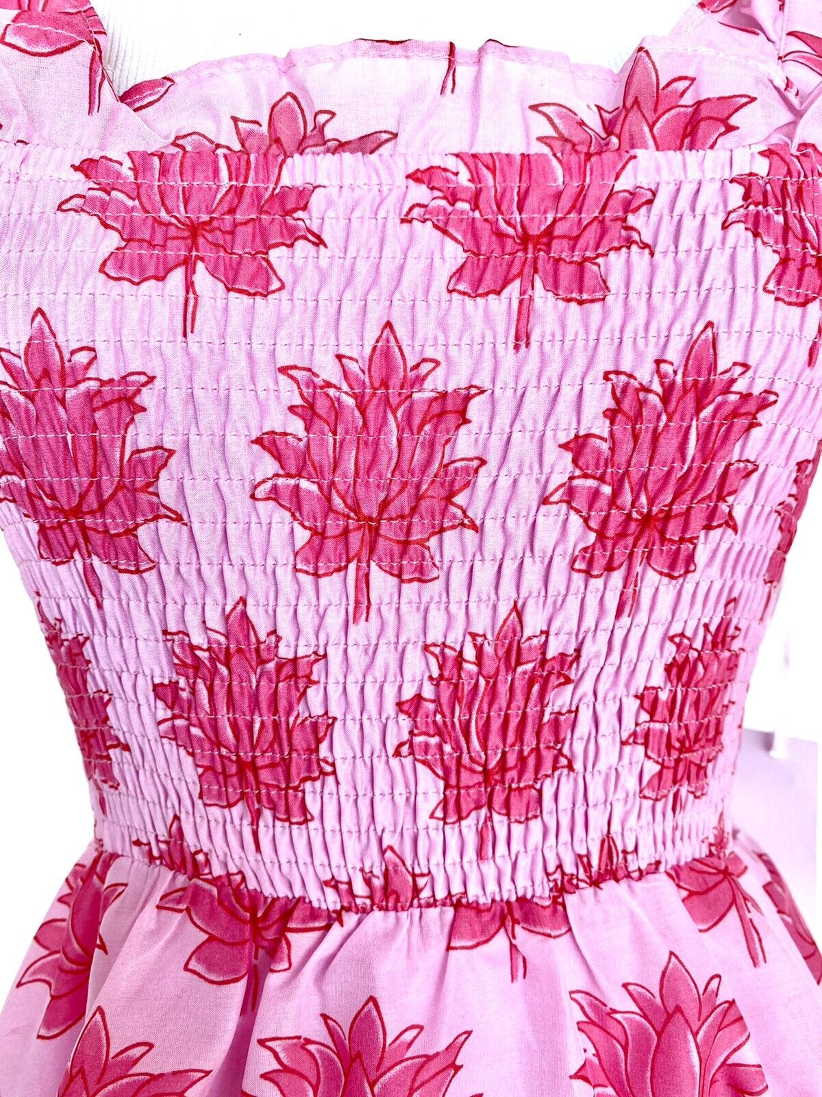 J Marie Elsie Smocked Flutter Sleeve Top size L Retail $106 Price $53 Pink