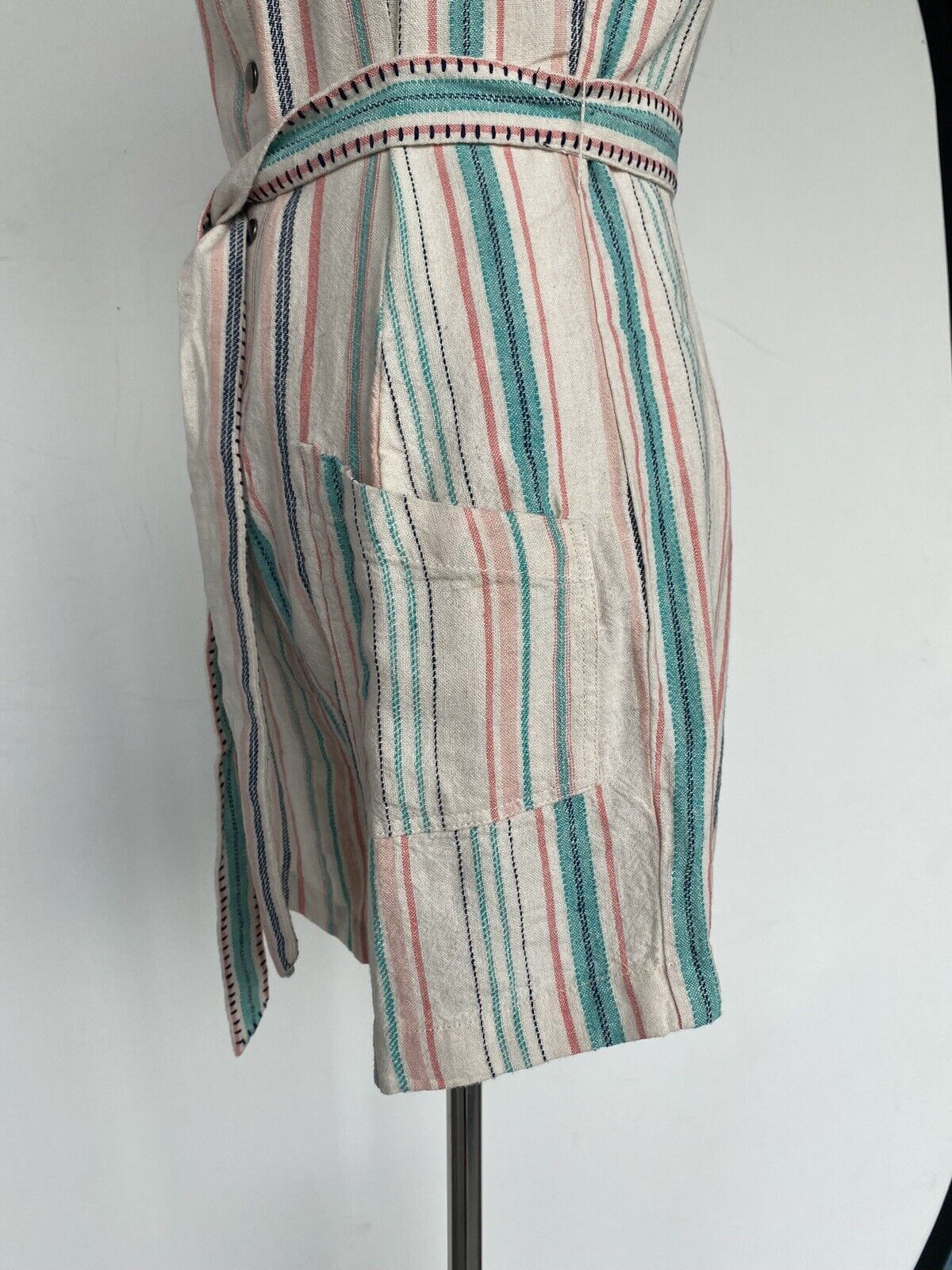Splendid La Paz Twill Stripe Romper Retail $148 Price $59 NWT XS Linen Mix