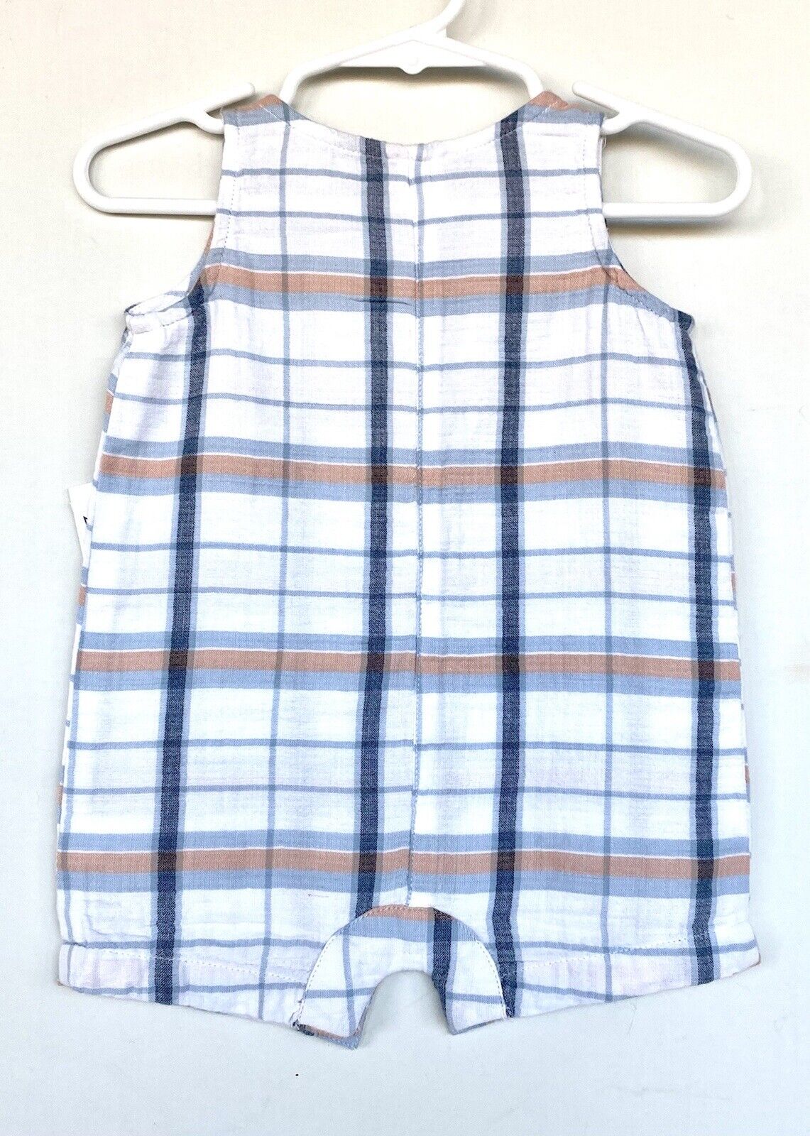 Nordstrom baby Check Cotton Romper Retail $35 NWT Price $22 3 Months