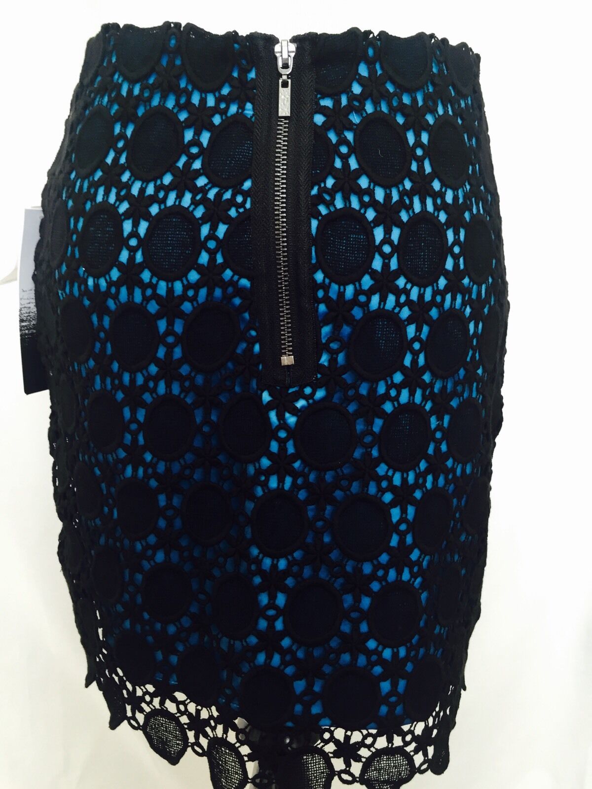 Kensie Blue and Black Lace Style Short Skirt NWT Retails $69 price $22 Size 6