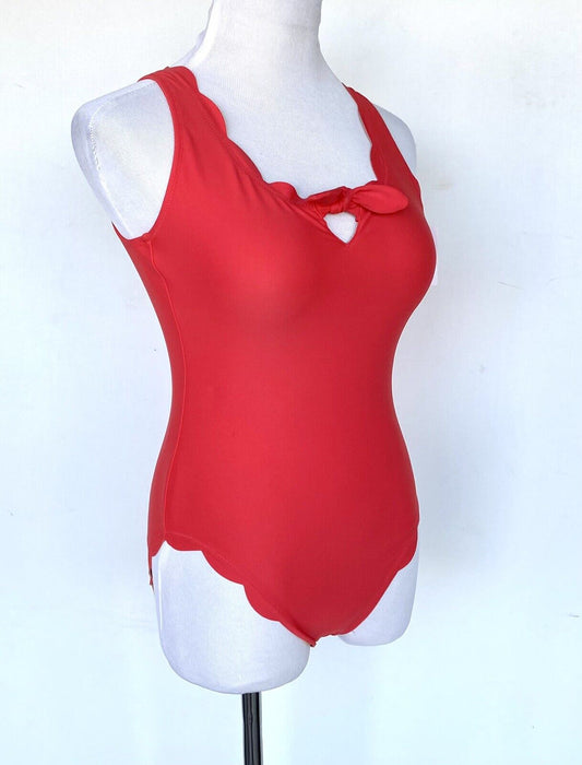 J Crew Red  Scalloped Edge Swimsuit. NWT Retail $84 Price $54 Size S