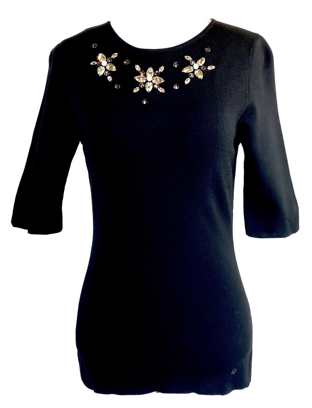 Carolina Herrera Diamanté Bead Keyhole Back Top NWT Retail $315 Price $194 XS