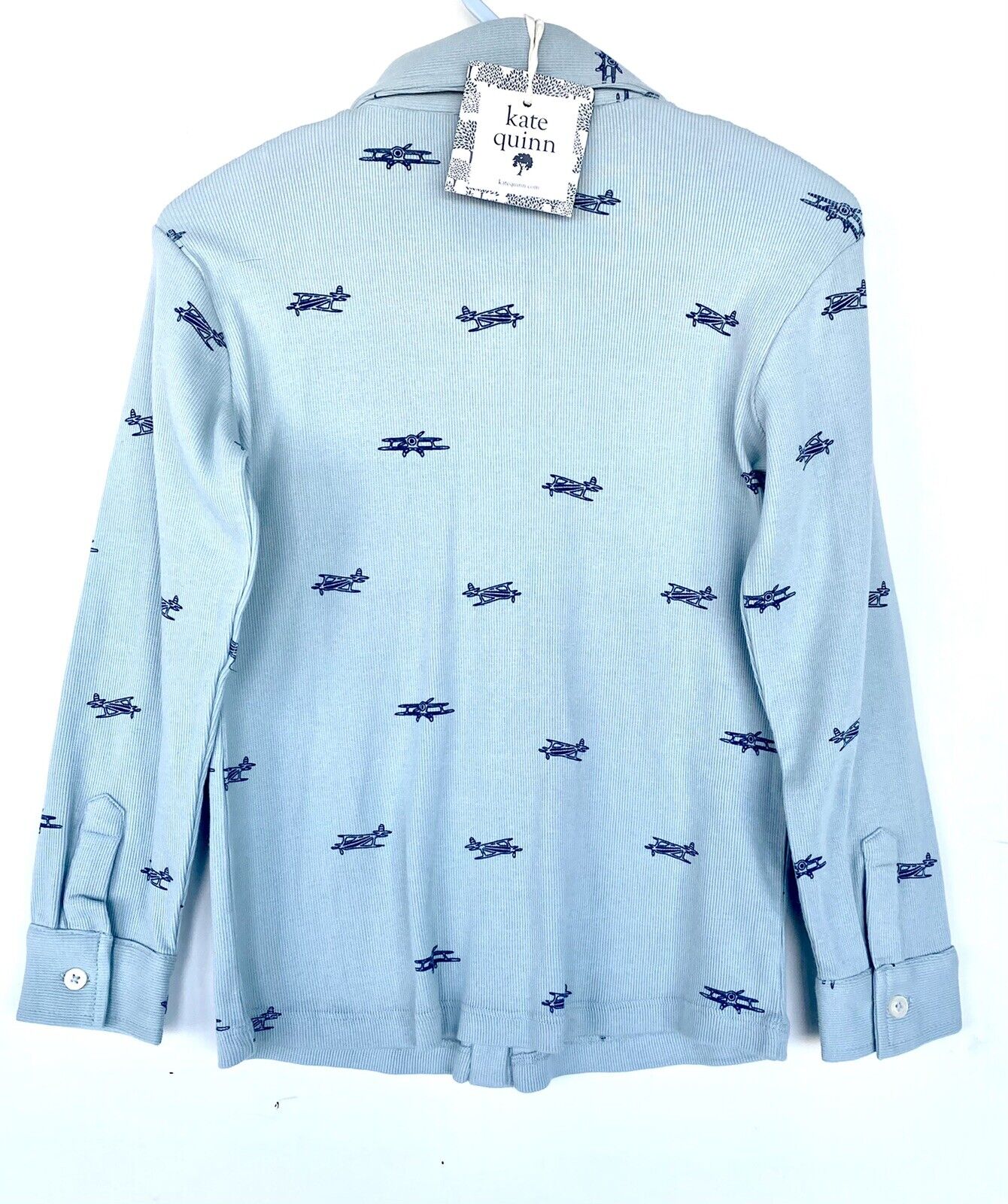 Kate Quinn Organic Cotton LS Collared Rib Shirt $32 Airplanes Age 6