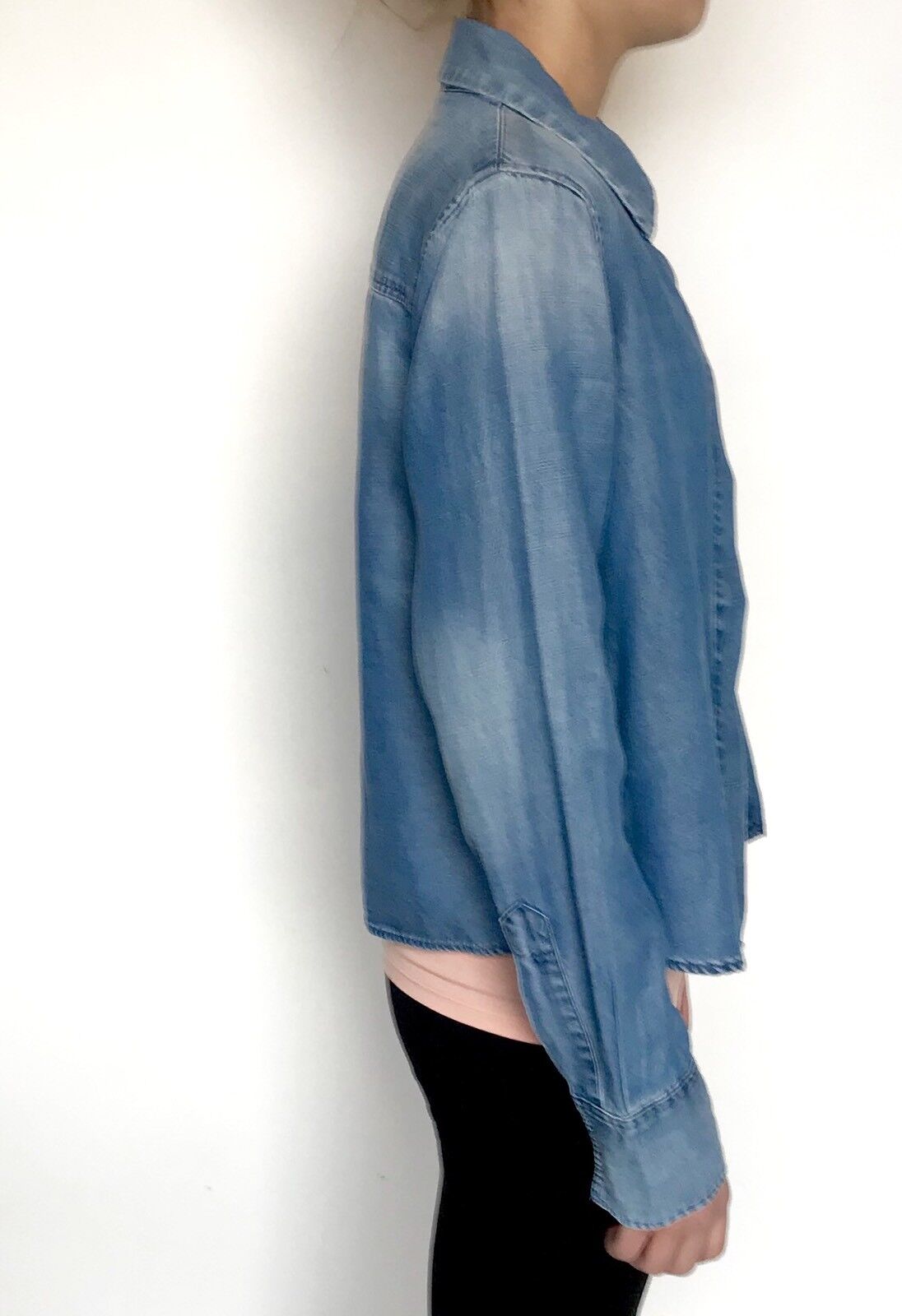 AllSaints Biella Light Denim Shirt NWT Retail $160 Price $75 Size 2 All Saints