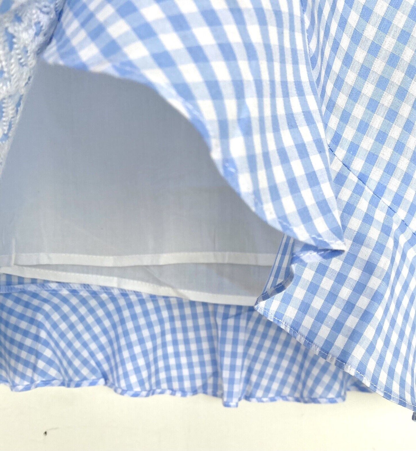 J Marie White embroidered Samm blue check skirt size S Retail $68 Price $34 NWT