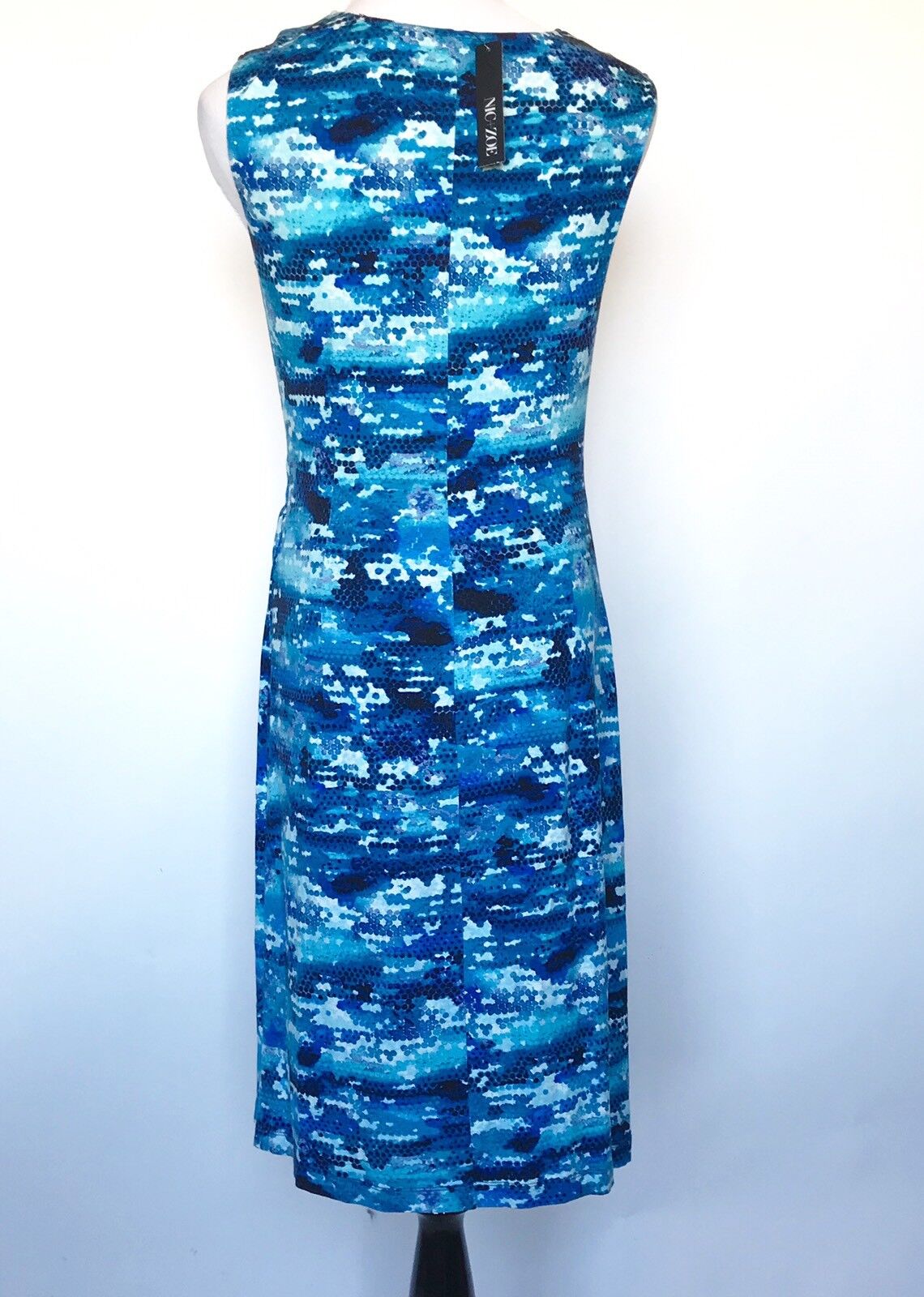 Nic + Zoe Surf Spray Blue Stretch Dress. NWT Size S Retail $168 Price $64.97