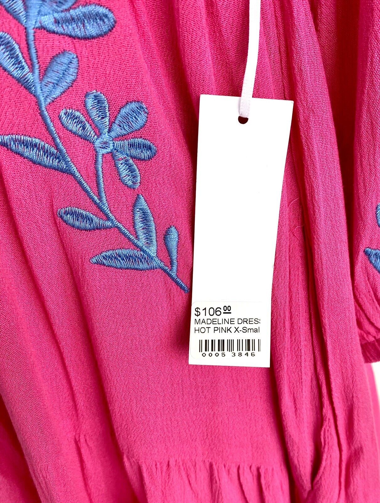 J Marie embroidered Madeline Dress size XS Retail $106 Price $65 Hot Pink