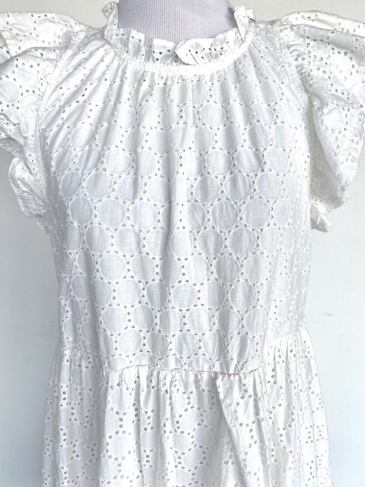 Olivaceous Ivory White Eyelet Embroidered Dress S Retails $98 Price $68