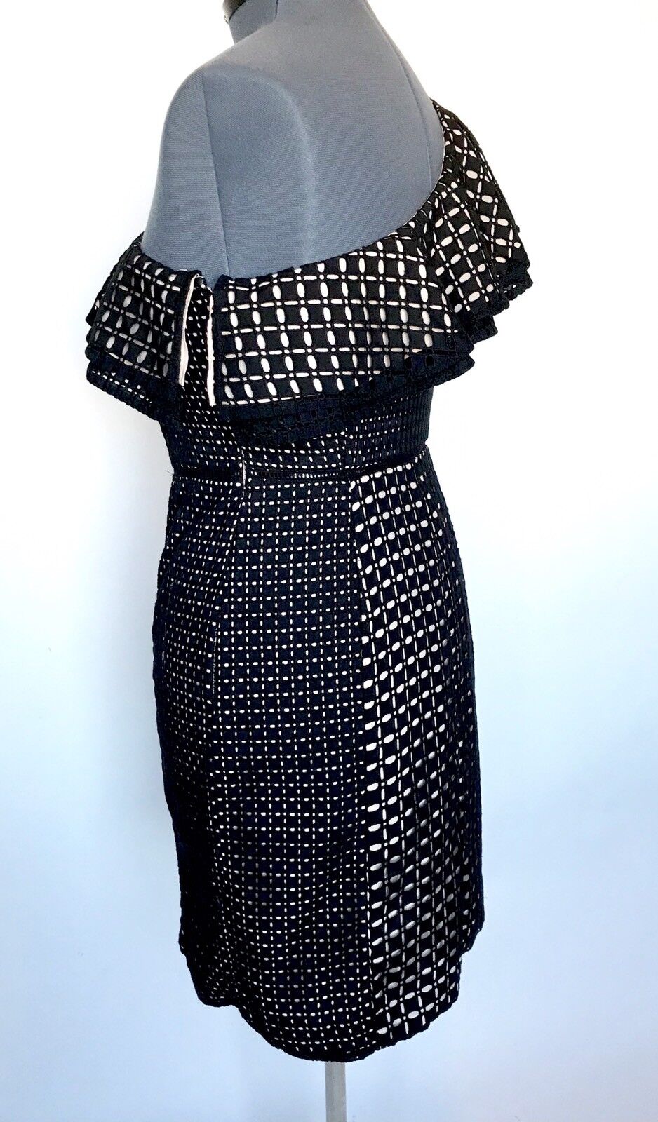 J.Crew One-shoulder dress in eyelet Black NWT Size 10 Retail $158 Price $50.99