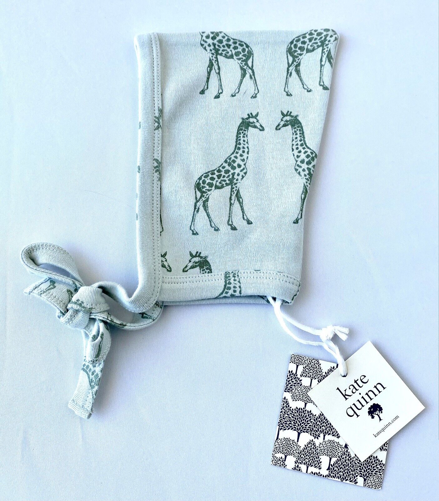 Kate Quinn 100% Organic Cotton Elf Hat Bonnet Price $14 3-6 M Sage Green Giraffe