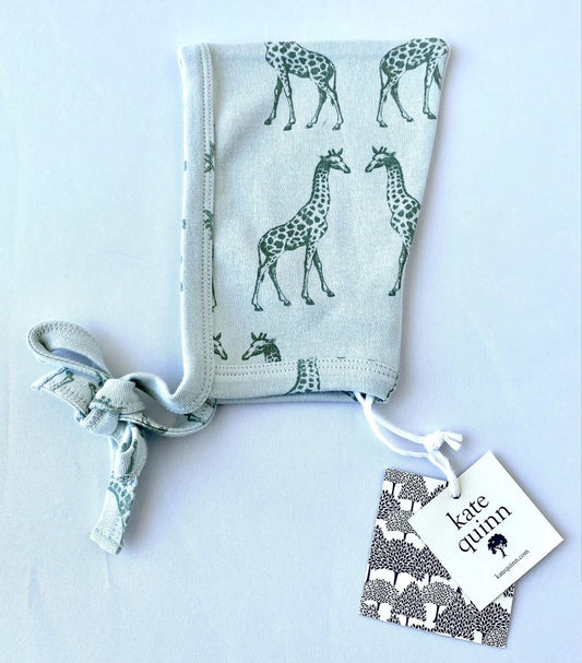 Kate Quinn 100% Organic Cotton Elf Hat Bonnet Price $14 3-6 M Sage Green Giraffe