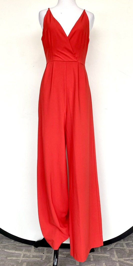 Hutch Crepe red jumpsuit Retails $253 Price $99 Size 2 Deep V NWT Anthropologie