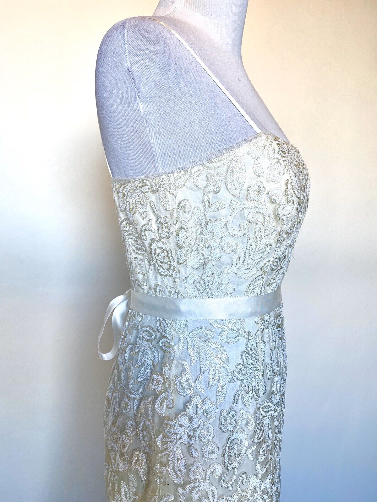 Adrianna Papell Ivory Sequin  Wedding Dress NWT Size 2 Retails $399 Price $189