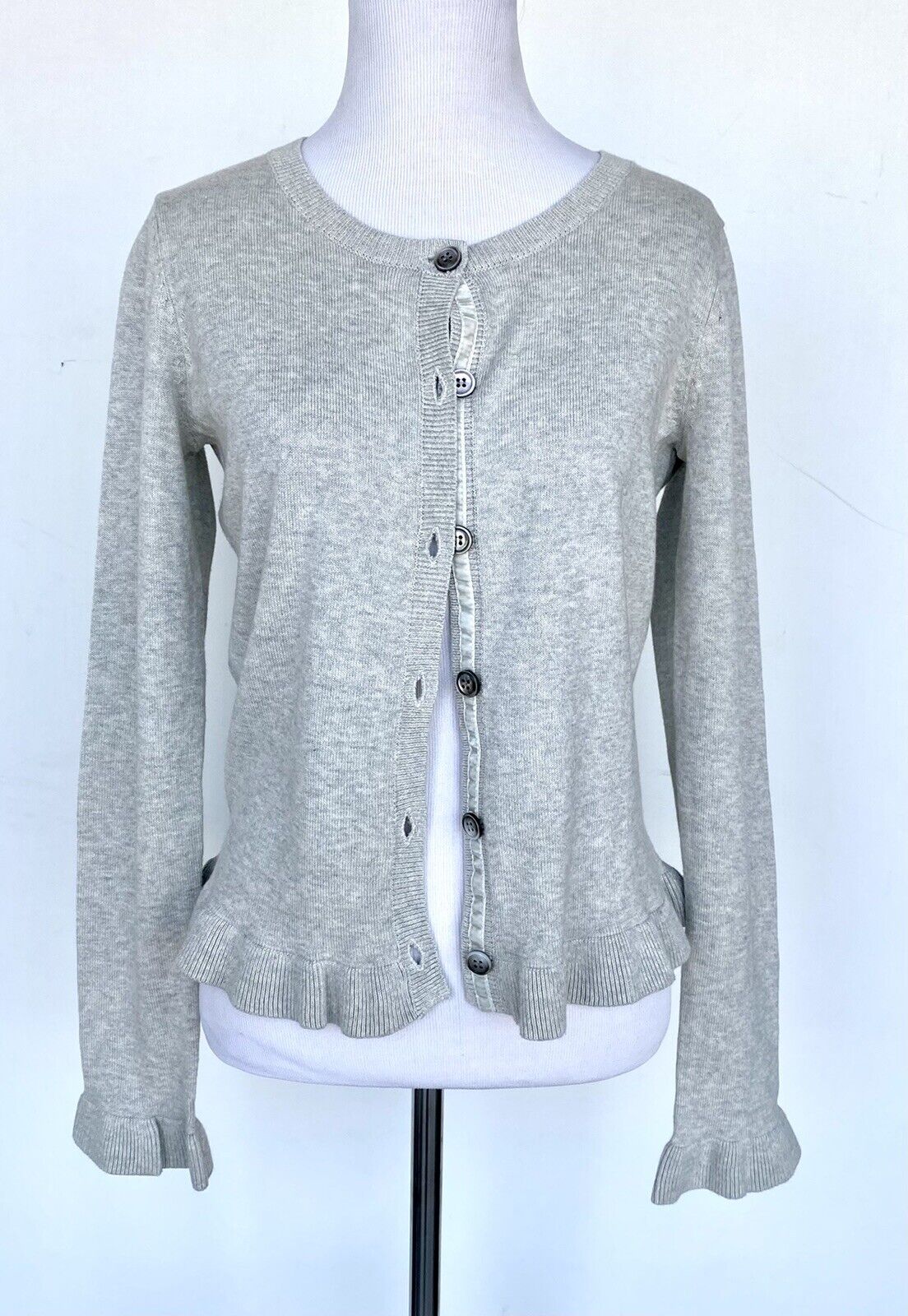Sundance Ruffle Hem Cardigan Retails $138 Price $55 NWT XS Velvet Ribbon Trim