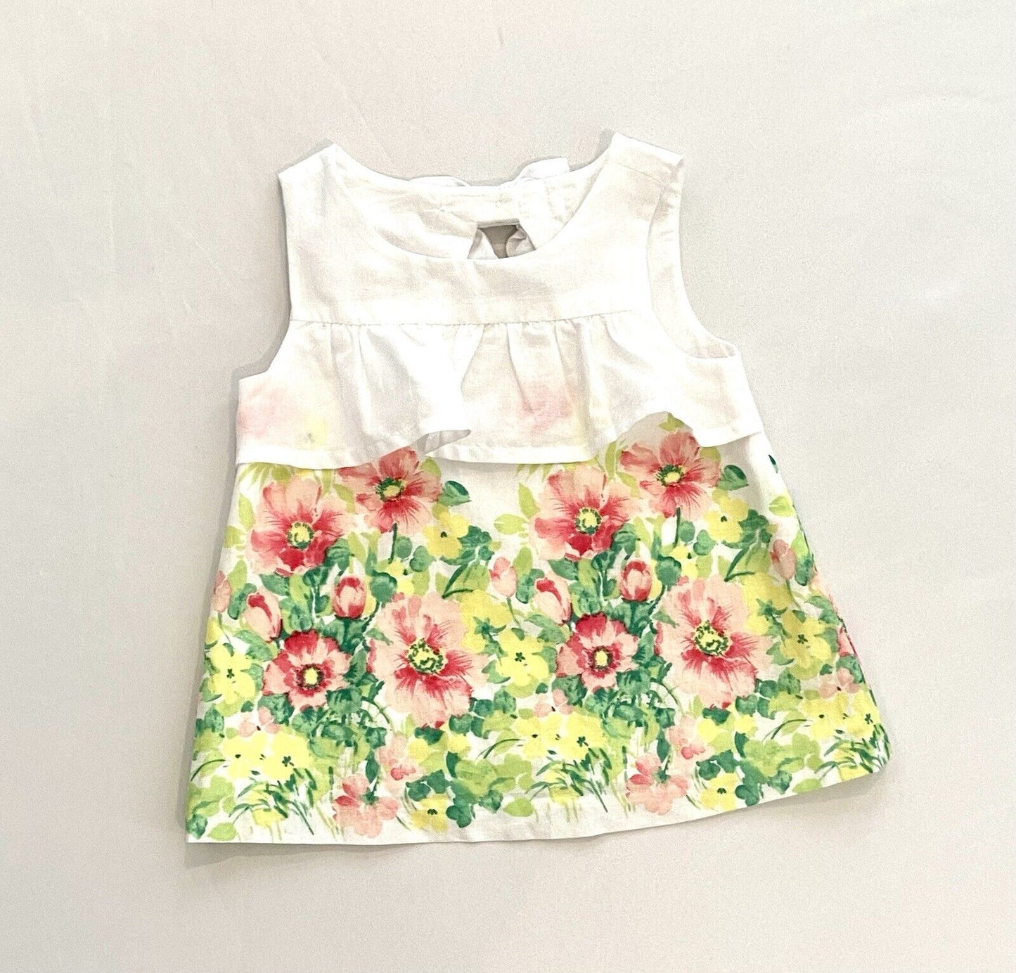 Janie And Jack White Floral Top 12-18 M NWT $29 Keyhole Back Bow