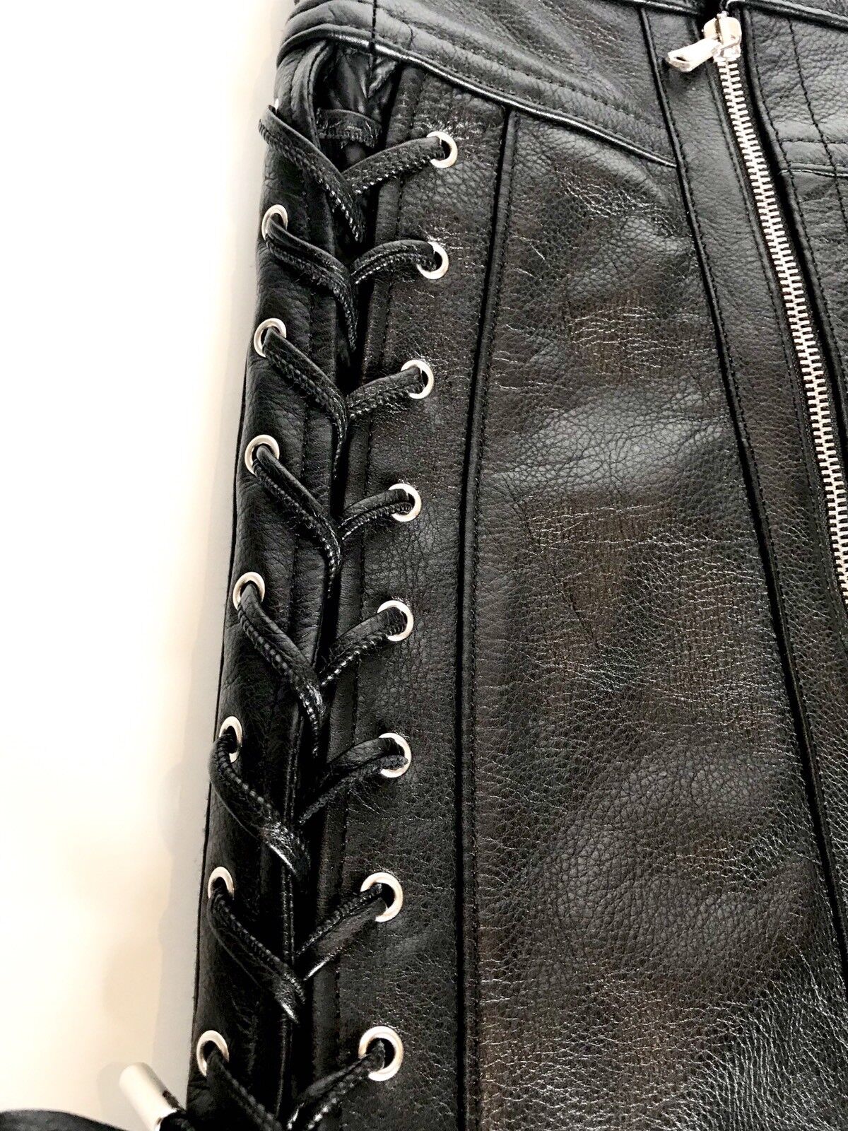 Diesel Black Gold Label Leather Lace Up Skirt 40 US 4 Retail $750 Price $299 NWT