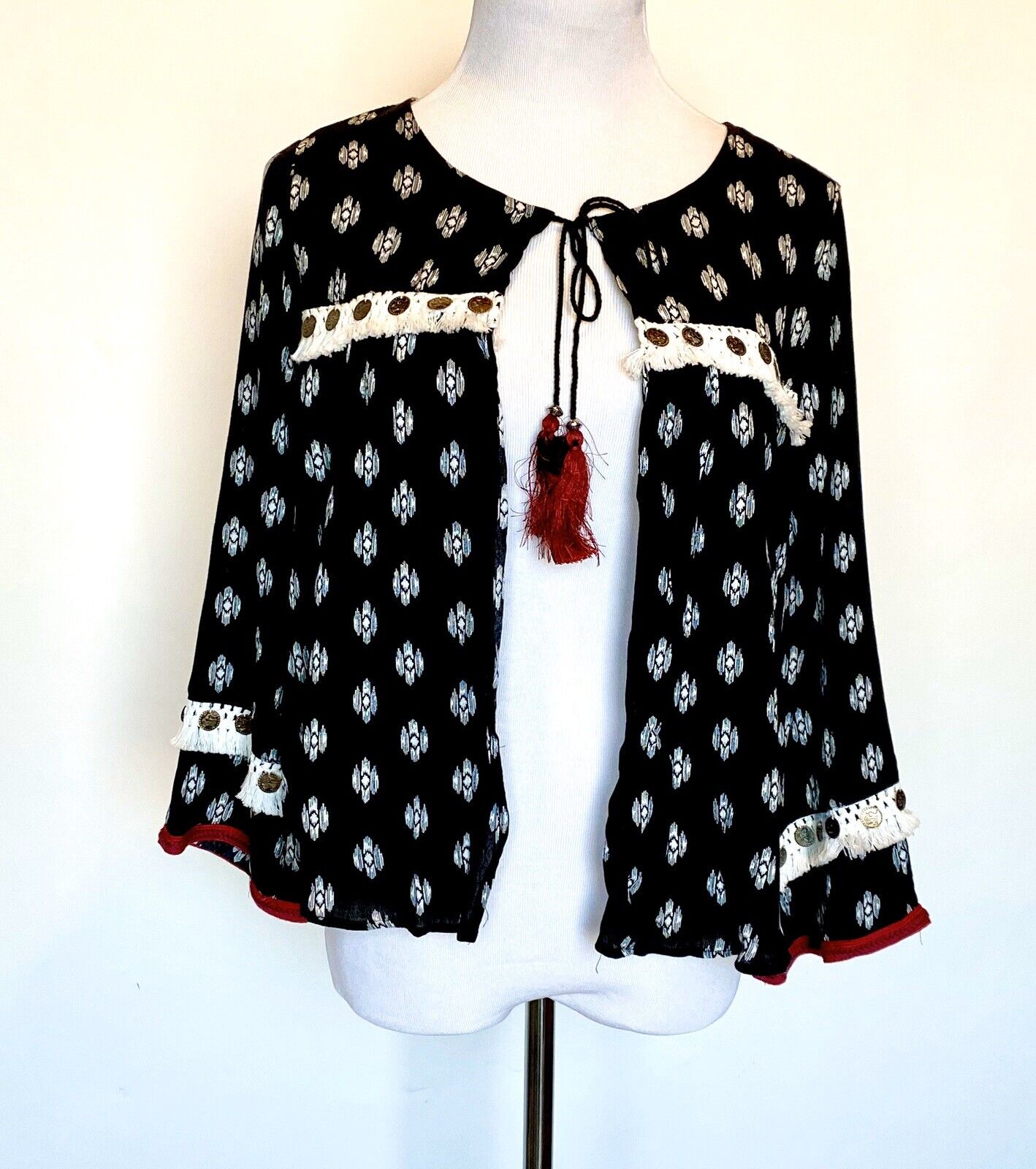 Status By Chenault  Fringe Boho Type Open Front Jacket Retail $78 Price $33 NWT