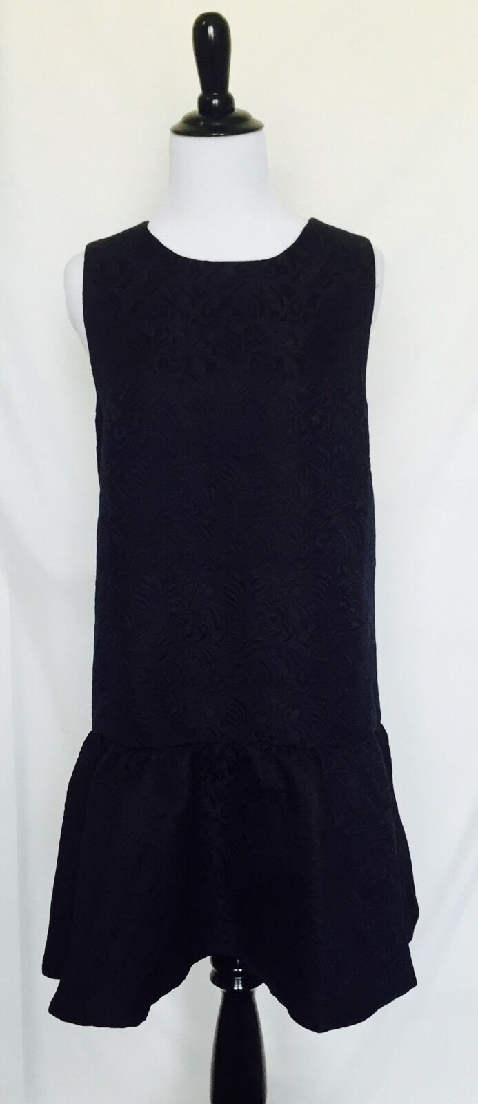 SALE Tavi Clothing Dark Blue Damask Dress. Ruffle Hem Size M $22