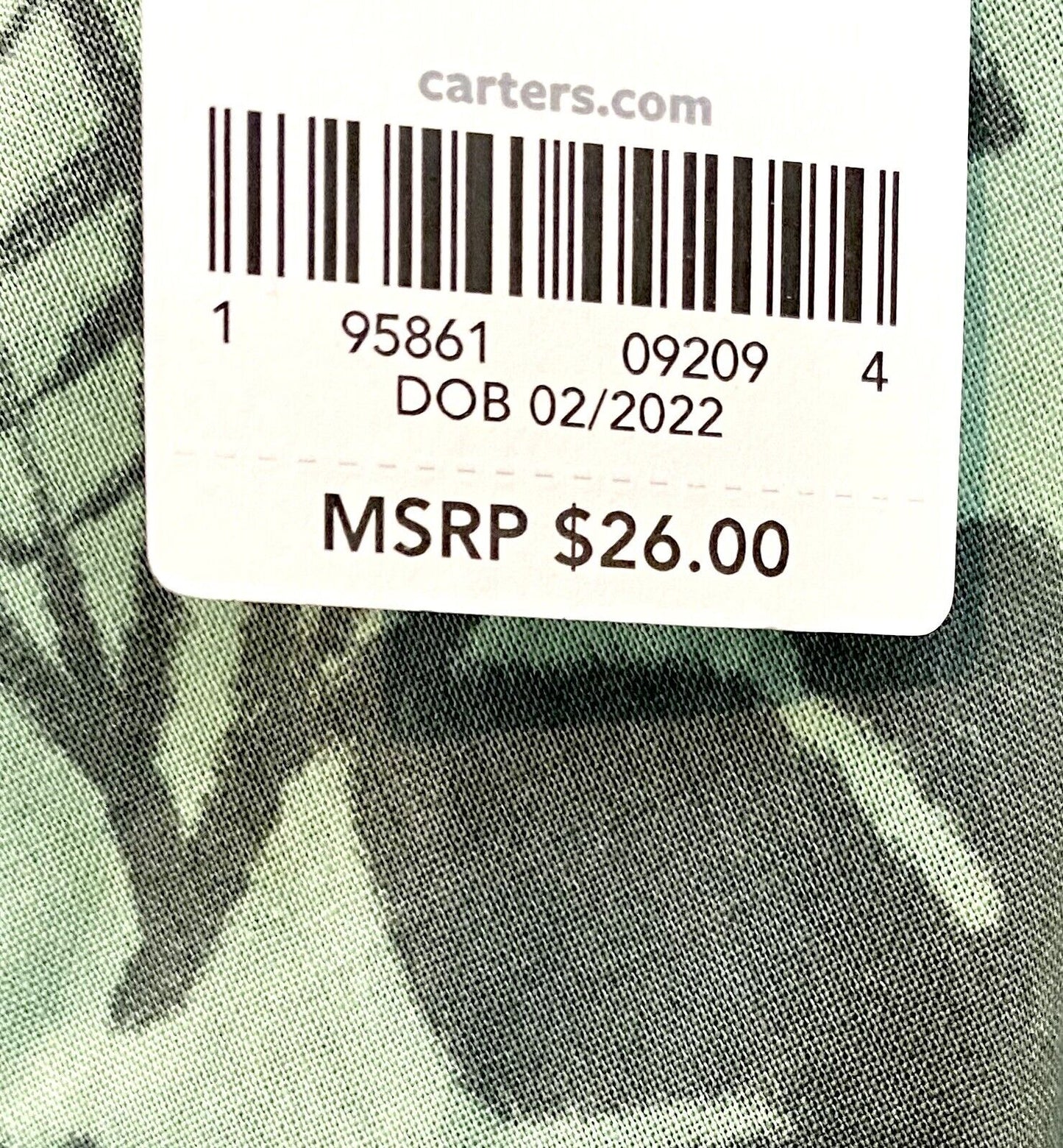 Carters Green Leaf 2pc Hat And Romper Suit Retail $26 Price $19 3 M 100% Cotton