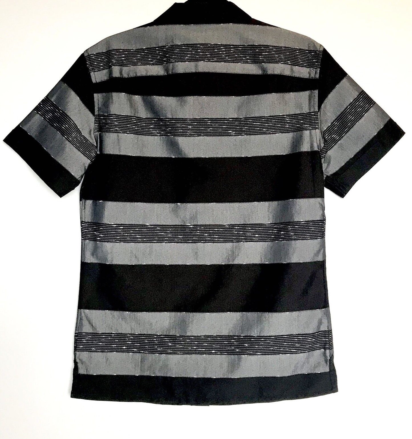 AllSaints Gabon Grey Black Stripe SS Shirt .Retail $155 NWT Price $85 Size XS