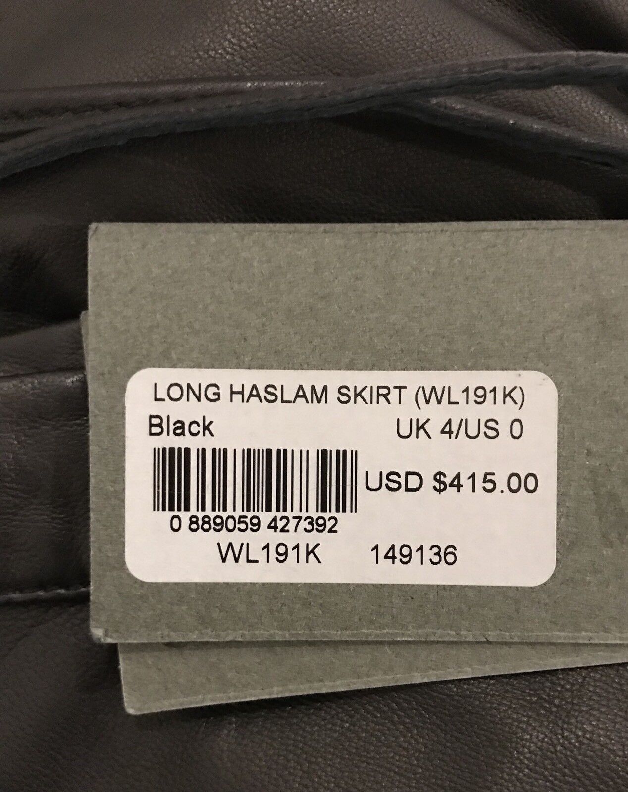 AllSaints Long Haslam Soft Leather Skirt NWT Size 0 Retails $415 Price $185 NWT