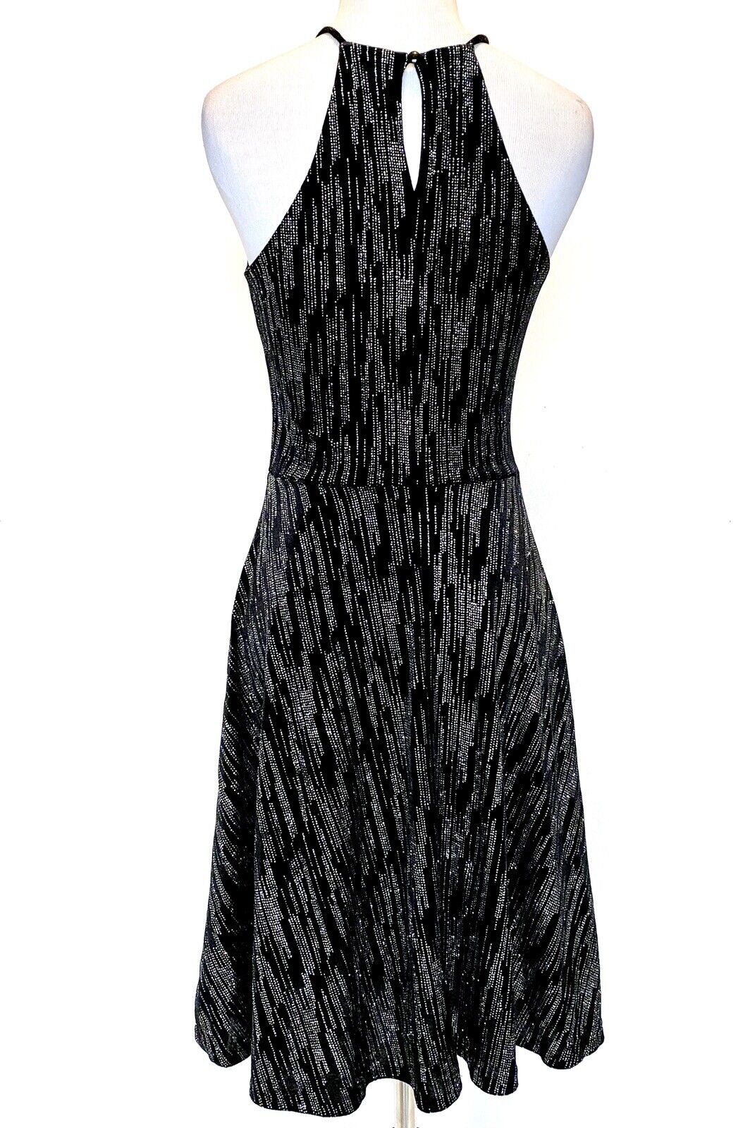 Black & Silver Velvet Stretch Skater Dress S Retail $78 Price $29 NWT