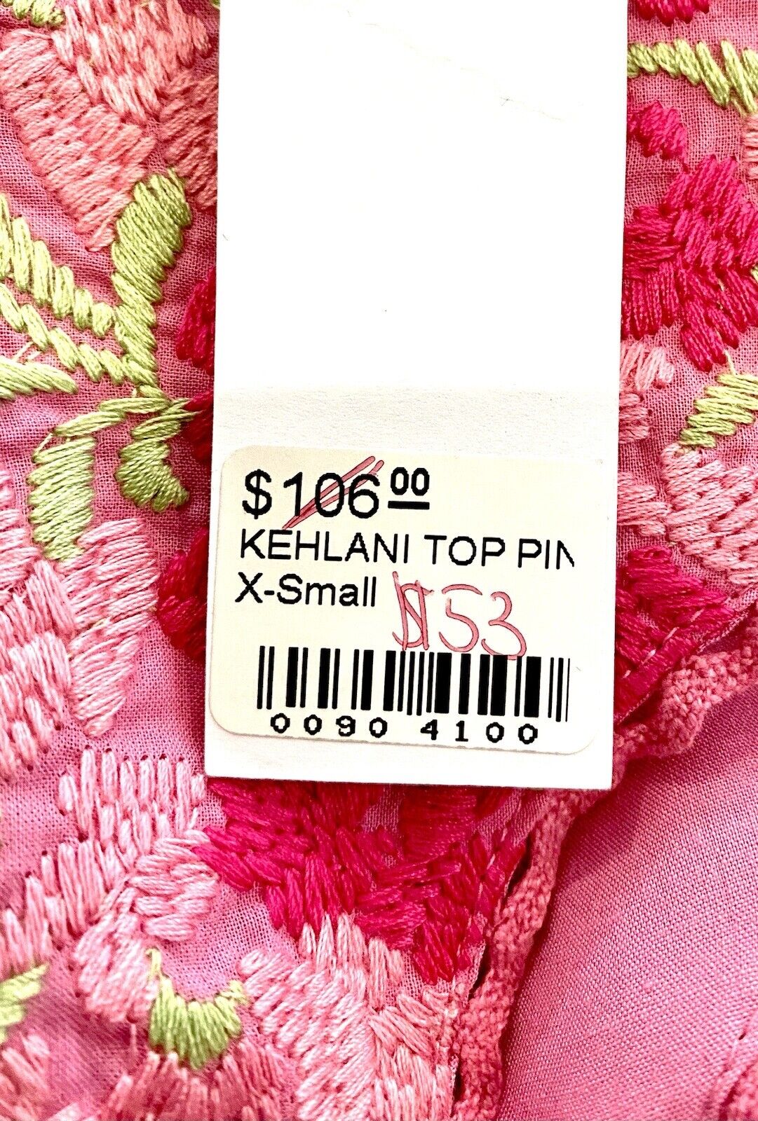 NWT J Marie embroidered Kehlani Top size XS Retail $106 Price $53 pink