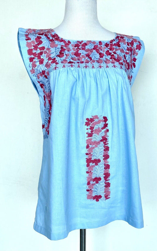 NWT J Marie embroidered Raelyn Top size XS Retail $106 Price $56 Blue Pink