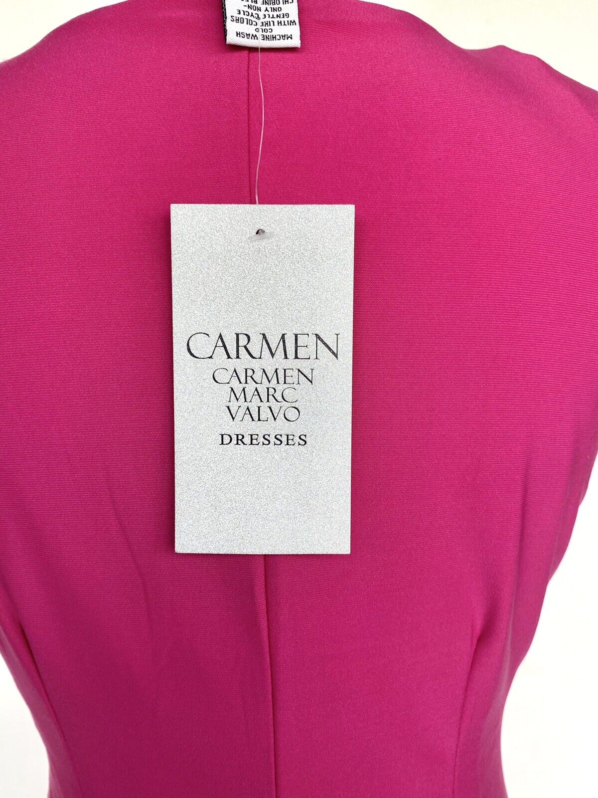 Carmen Marc Valvo M Pink Stretch Ruffle Front Dress Retail $98 Price $56 NWT