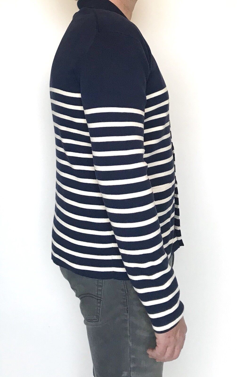 Carolina Herrera Navy Blue & White Cardigan Retail $220  Price $148 NWT Size XL