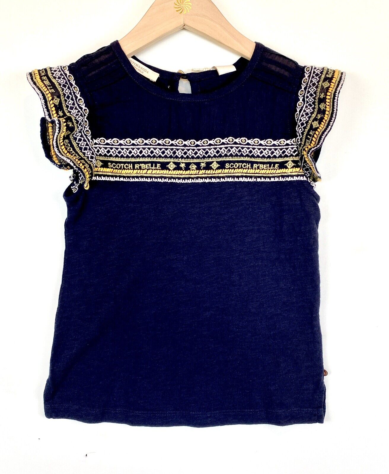 Scotch R'Belle Flutter Sleeve Embroidered Top NWT Age 6 Retail $72 Price $48