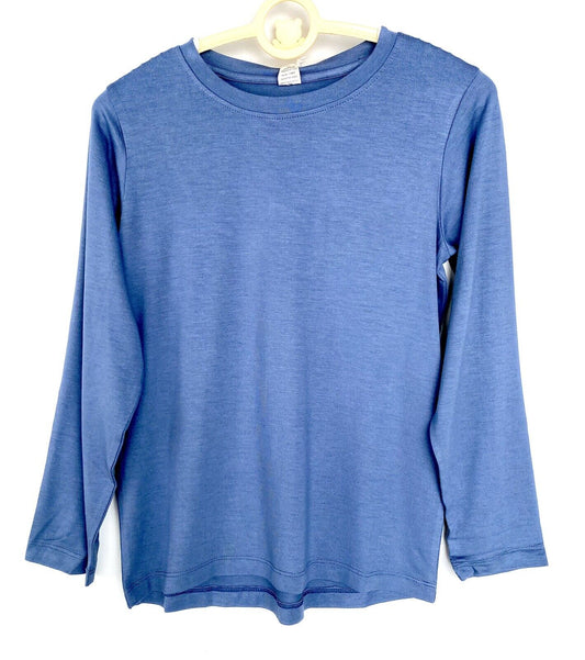Kate Quinn Super soft Bamboo Crew LS Tee Blue Dusk Retail $36 Price $28 Age 8