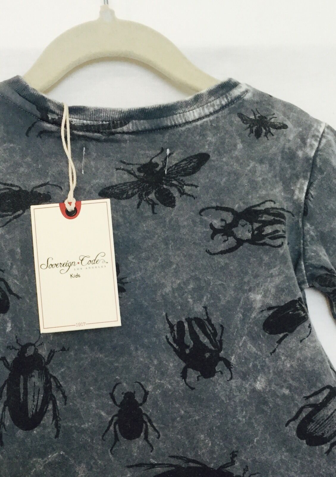 Sovereign Code LA Gray Beetle Bug Distressed Wash Tee Shirt NWT. Size 2T $18
