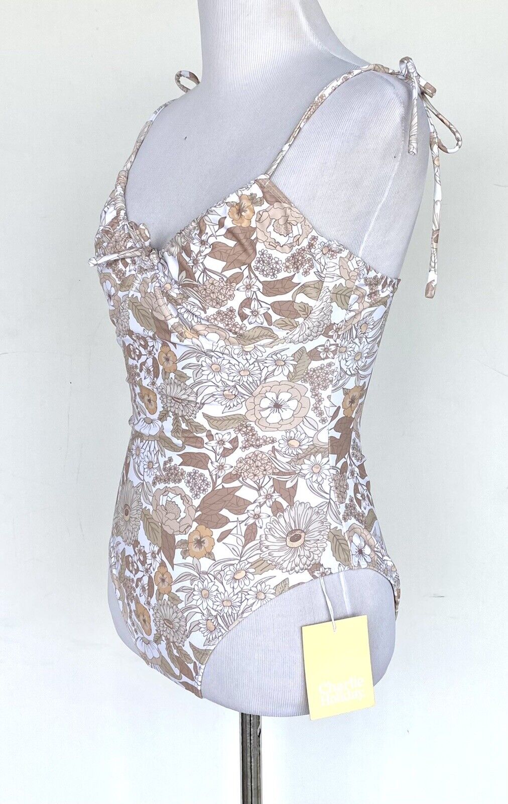 Charlie Holiday Taupe Florence Swimsuit XS Retail $89 Price $46 NWT