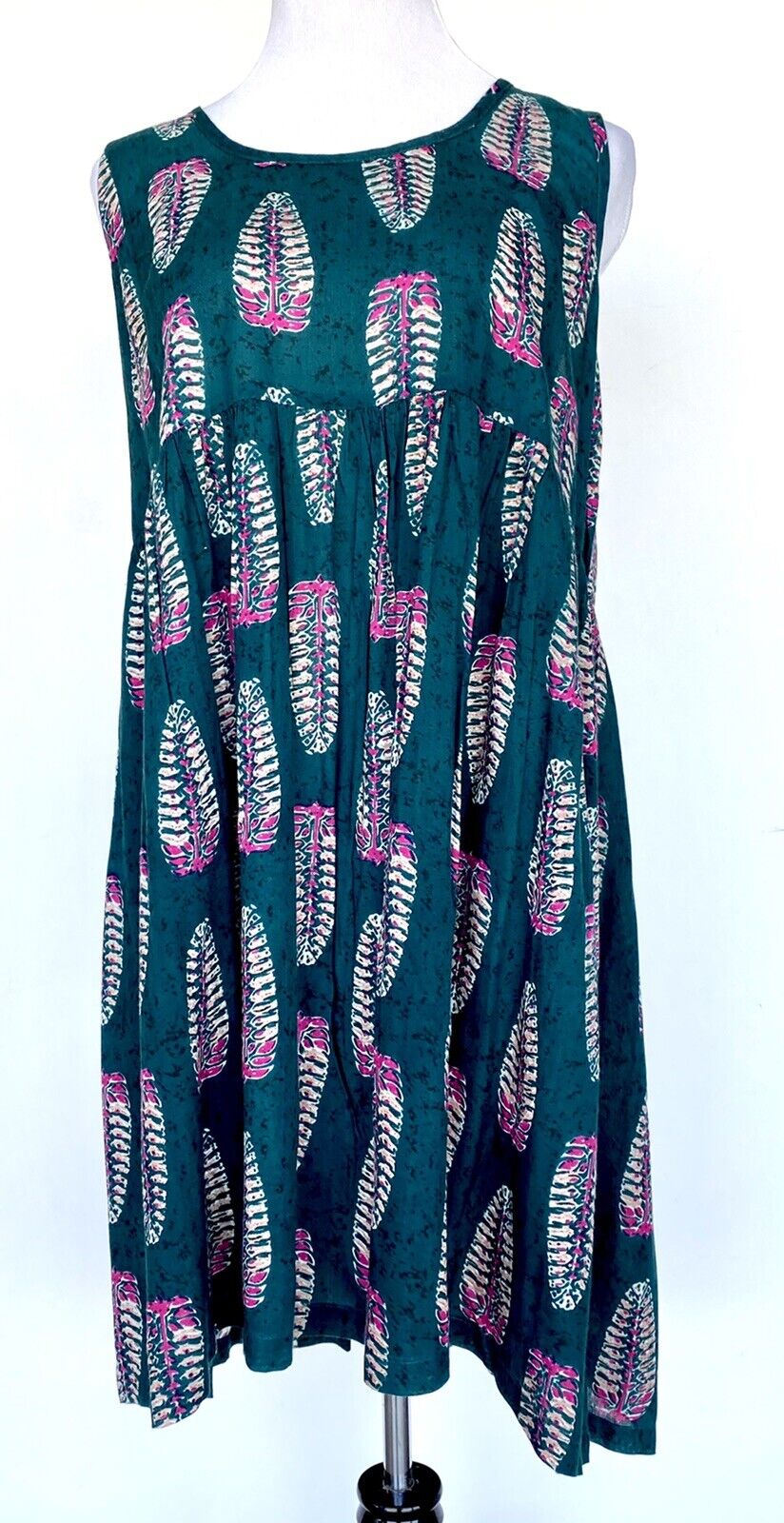 World Market Kaitlin Teal Feathers Sleeveless Dress / Cover Up S/M Price $29 NWT