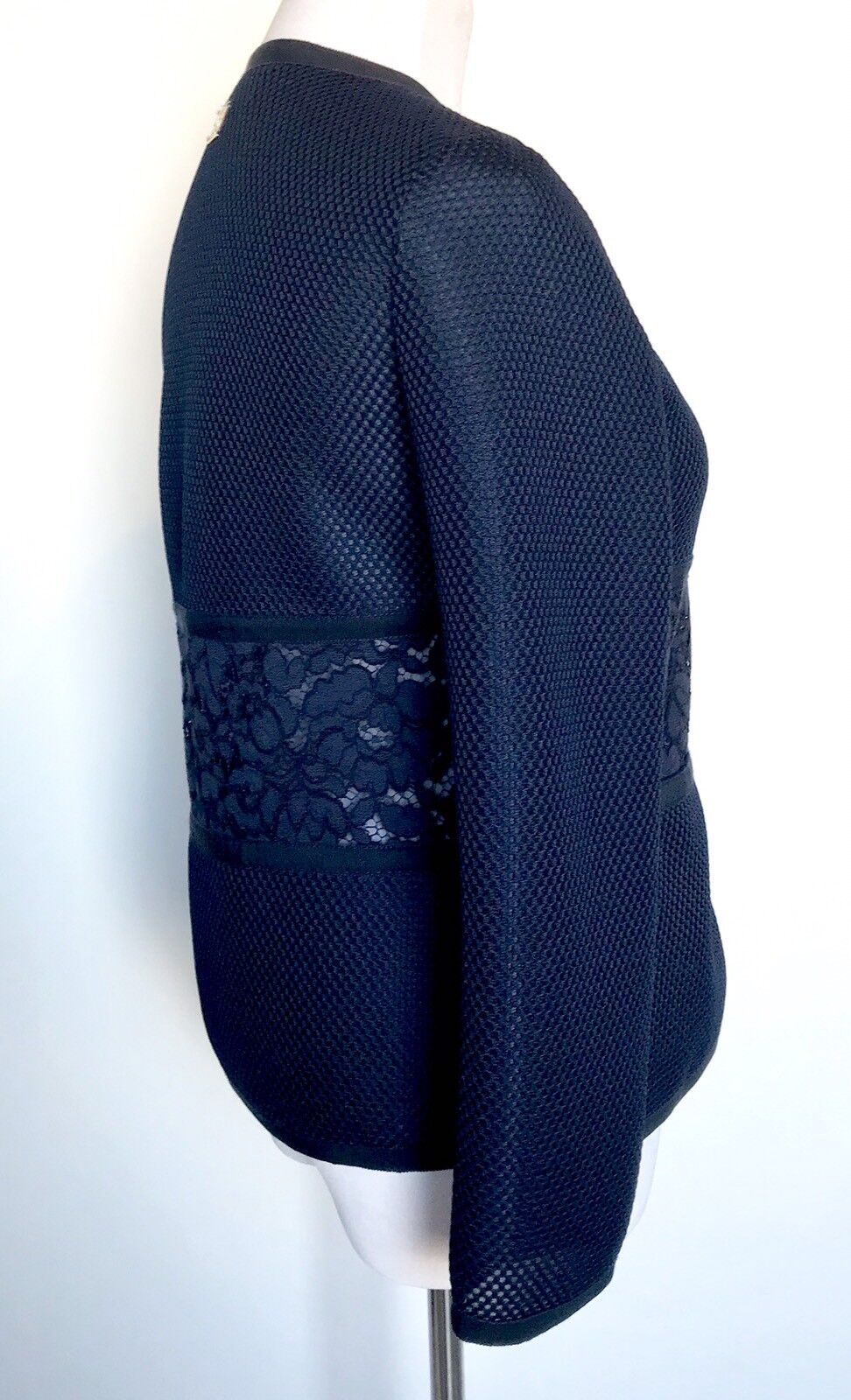 Carolina Herrera Navy Blue Lace Waist Jacket Retail $745 NWT Price $345 Size XS