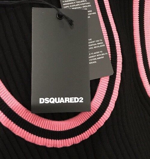 Dsquared Black & Pink Knit Scoop Neck Dress. Retails $815. NWT Price $395