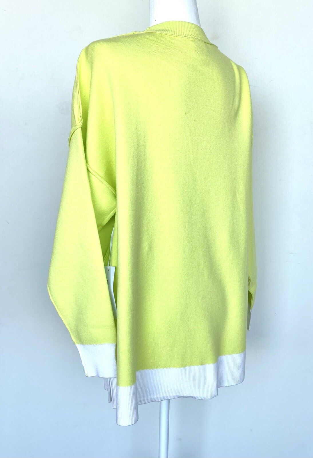 J Marie Timber Sweater Oversized size XS Retail $110 Price $55 Lime Green White
