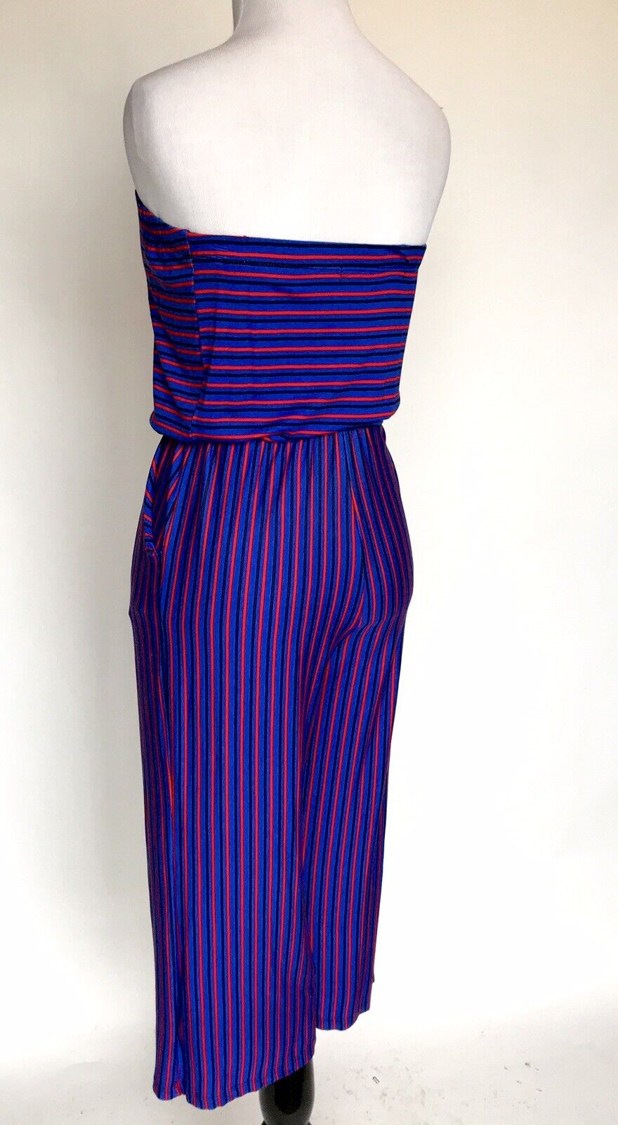 Velvet Torch Strapless Striped Jumpsuit Stretch Retail $78 Price $29 XS NWT