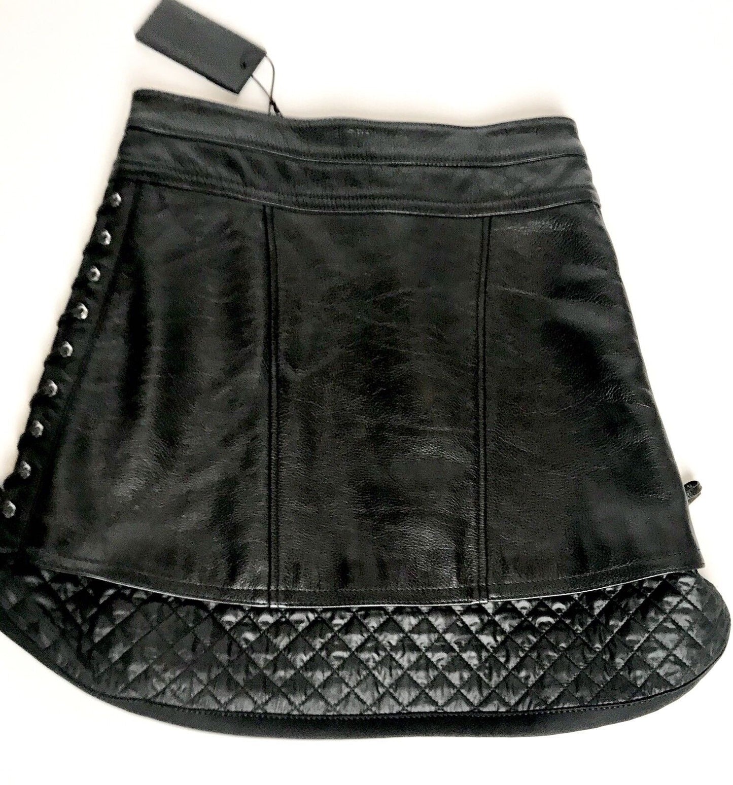 Diesel Black Gold Label Leather Lace Up Skirt 40 US 4 Retail $750 Price $299 NWT