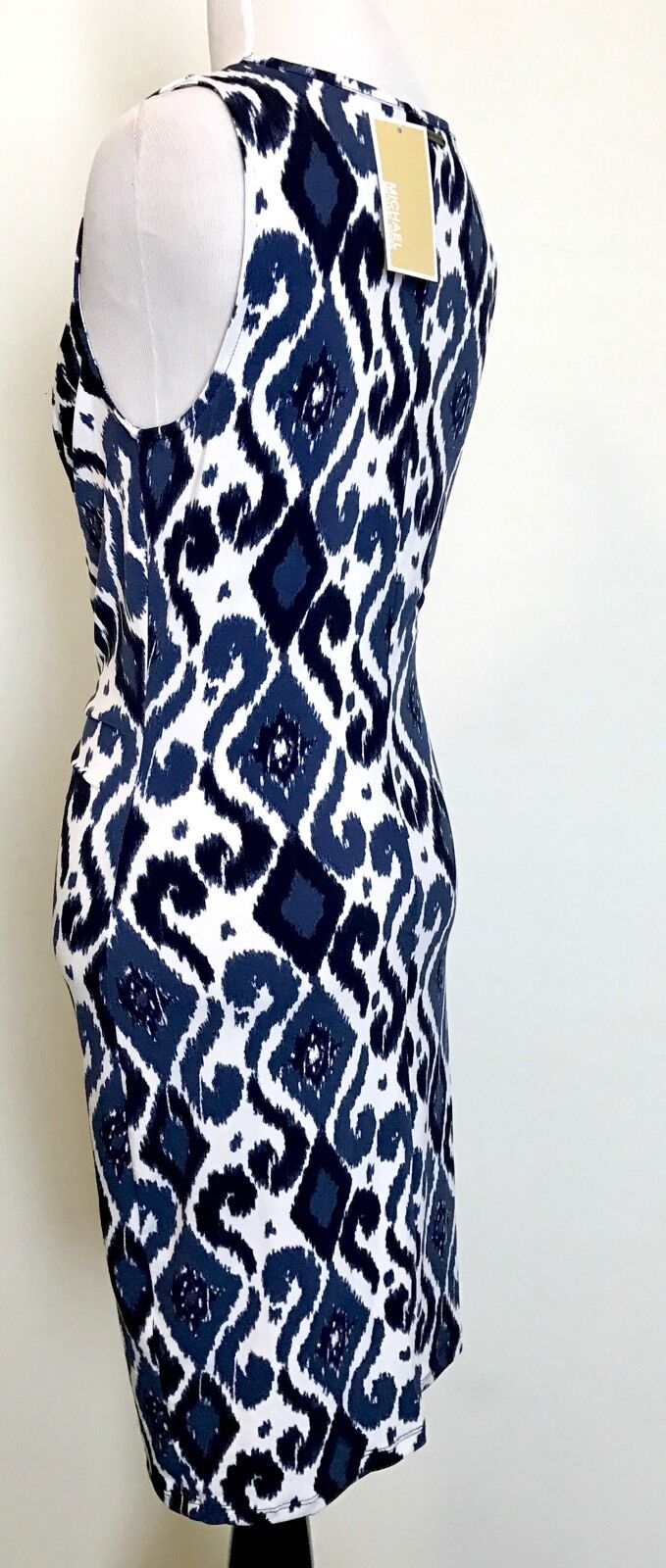 Michael Kors Blue And White Side Drape Dress. NWT Retail $130 Price $66 Size XS