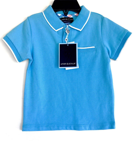 Andy & Evan Baby Polo Shirt. Blue & White 12-18 Months Retail $36 Price $17