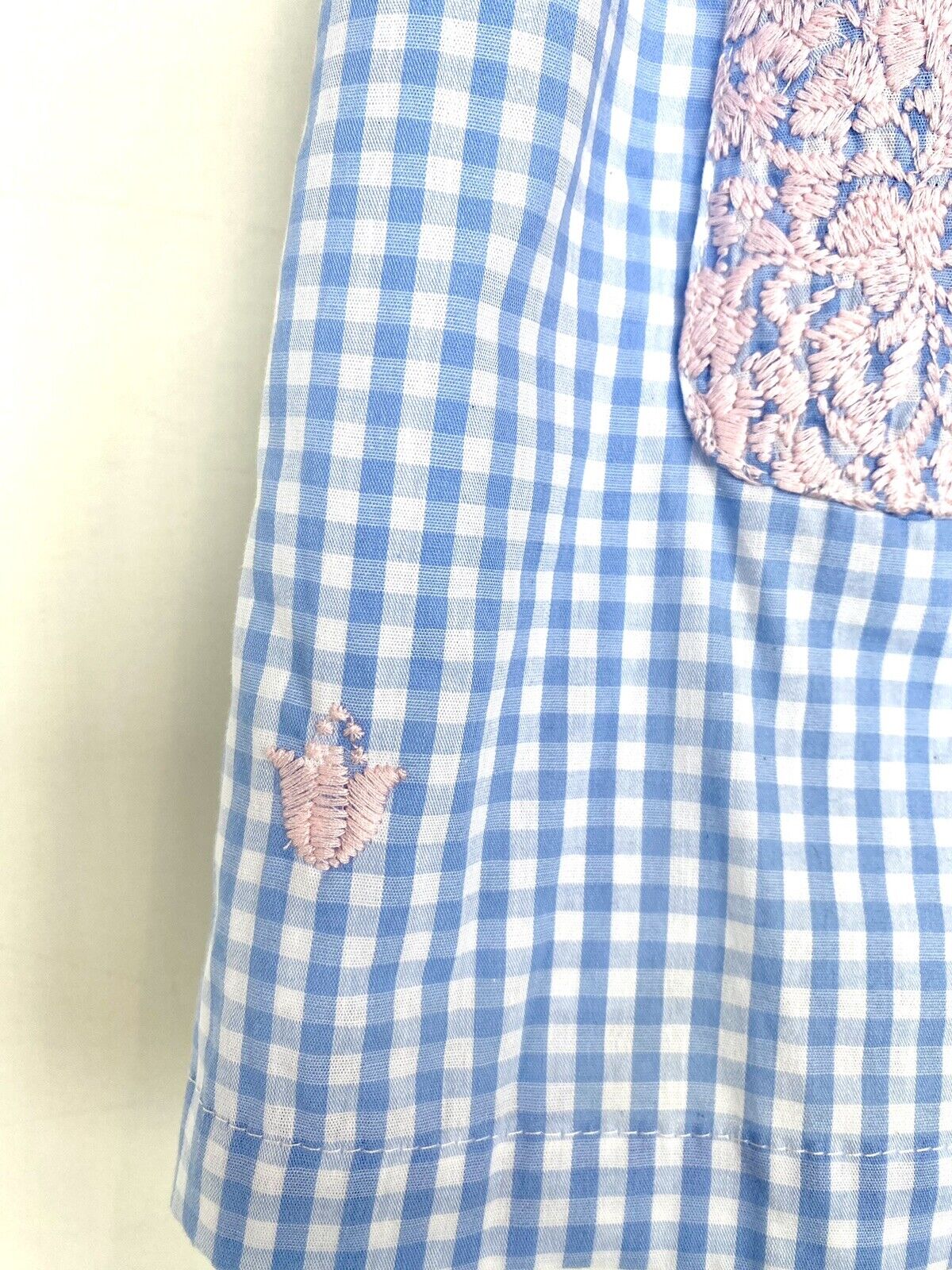 J Marie embroidered Clara Dress 3T Retail $92 Price $49 Gingham Blue And Pink