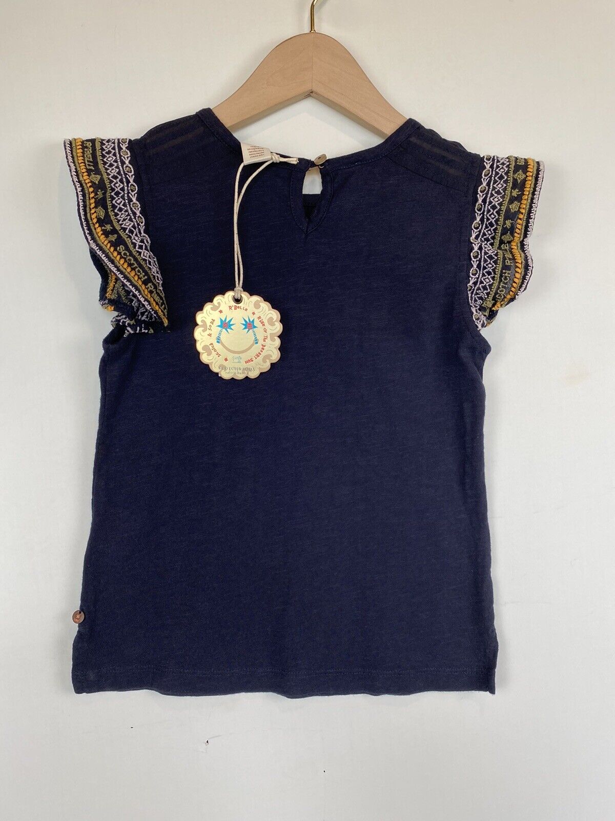 Scotch R'Belle Flutter Sleeve Embroidered Top NWT Age 6 Retail $72 Price $48