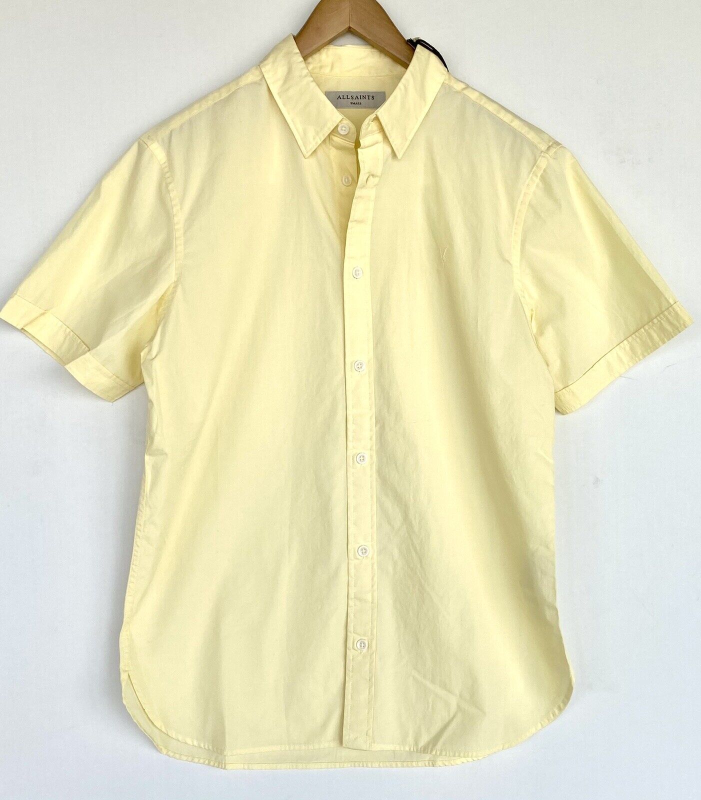 AllSaints Riviera SS Shirt Retail $80 Price $49 NEW Sherbet Yellow Small