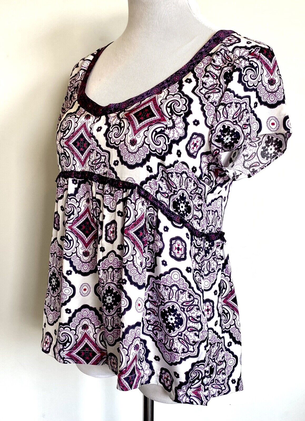 Odd Molly free floating blouse Lilac Purple White Size 2 Price $45
