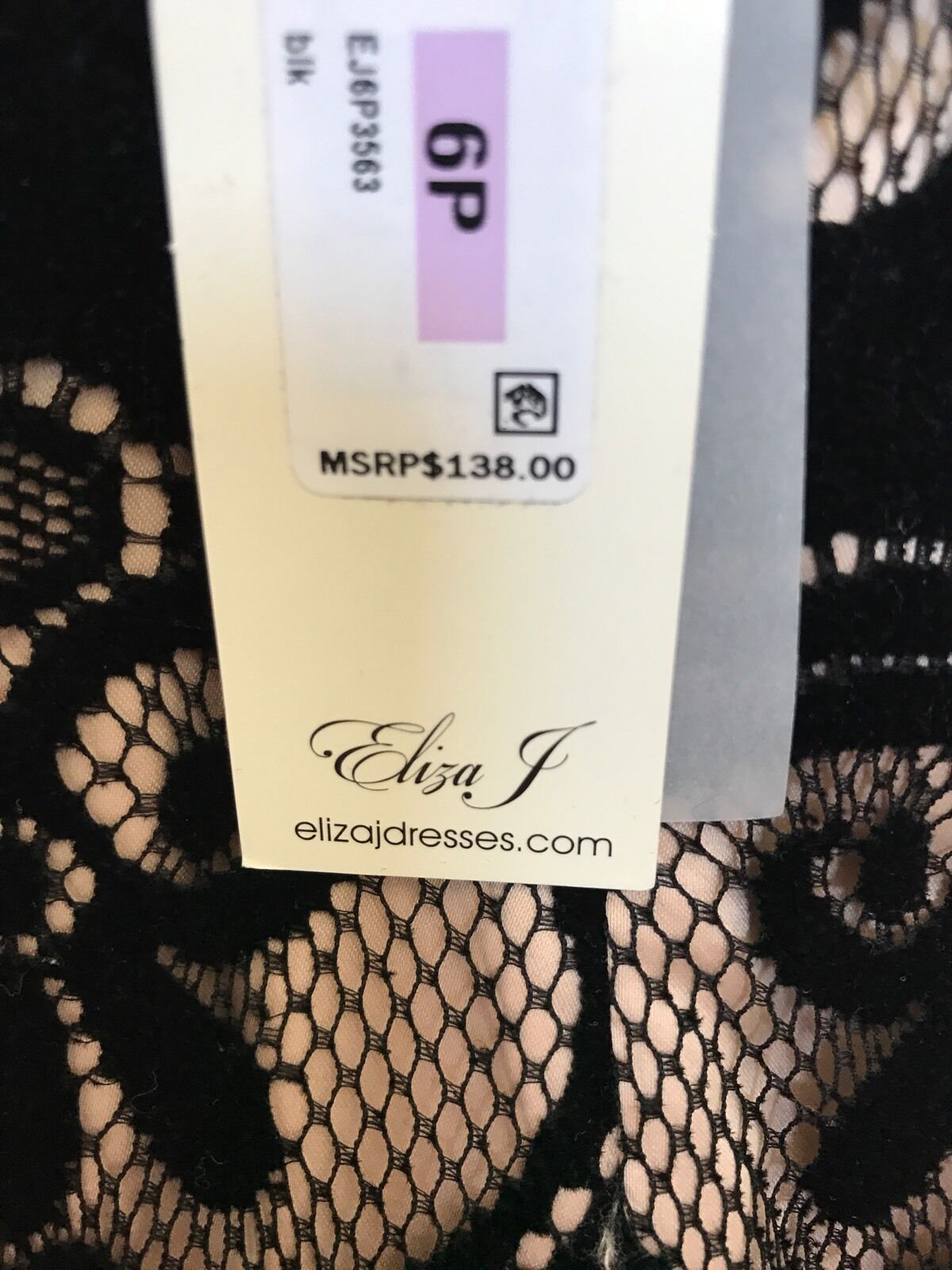 Eliza J Black Velvet & Lace Dress Nude Slip NWT Retails $138 Price $69 Size 6P
